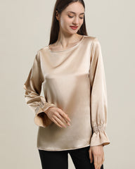 Blouse en Soie à Manches Longues et Volants