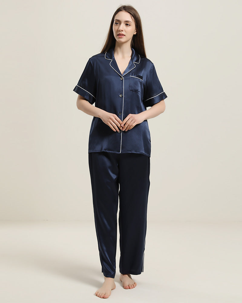 Ensemble de Pyjama en Soie à Manches Courtes 22 Momme