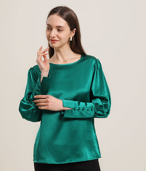 Blouse en Soie Col Rond 22 Momme