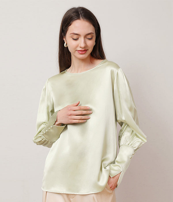 Blouse en Soie Col Rond 22 Momme