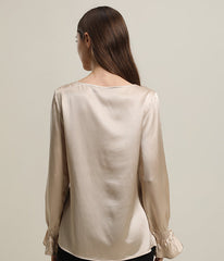 Blouse en Soie à Manches Longues et Volants