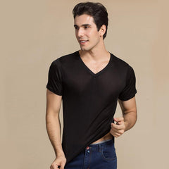 T-shirt en Soie Homme Style Basique