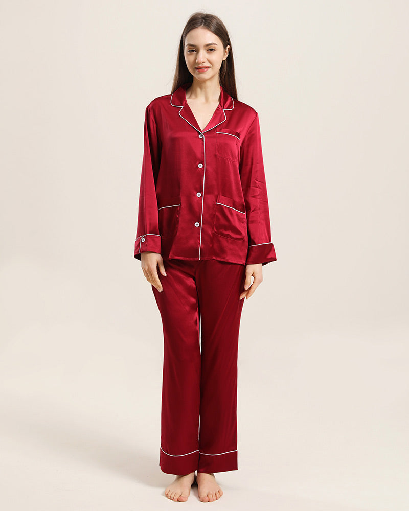 Pyjama Classique en Soie pour Femmes à la Maison