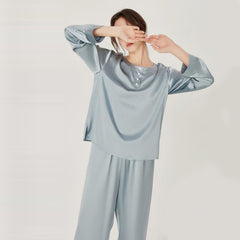 Ensemble de Pyjama en Soie à Col Rond