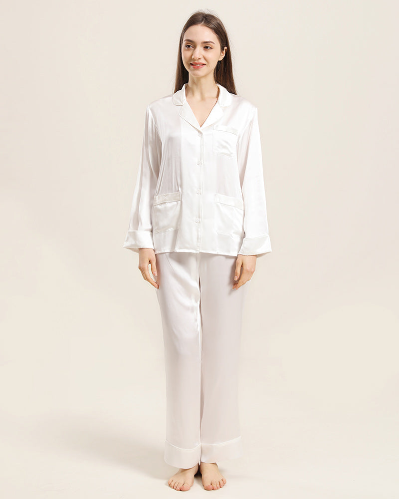 Pyjama Classique en Soie pour Femmes à la Maison