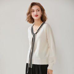 Pull en Cachemire avec Ruban Élégant