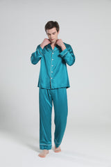 Ensemble de Pyjama en Soie à Col Revers pour Homme