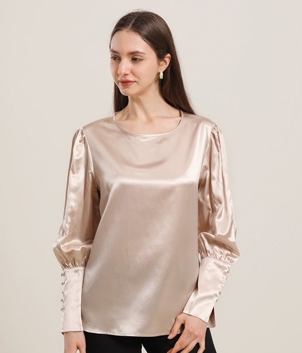 Blouse en Soie Col Rond 22 Momme