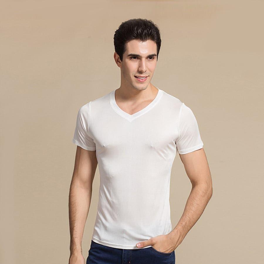 T-shirt en Soie Homme Style Basique