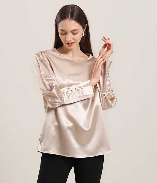 Blouse en Soie Col Rond 22 Momme