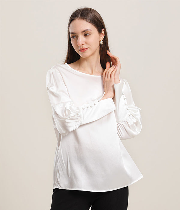 Blouse en Soie Col Rond 22 Momme