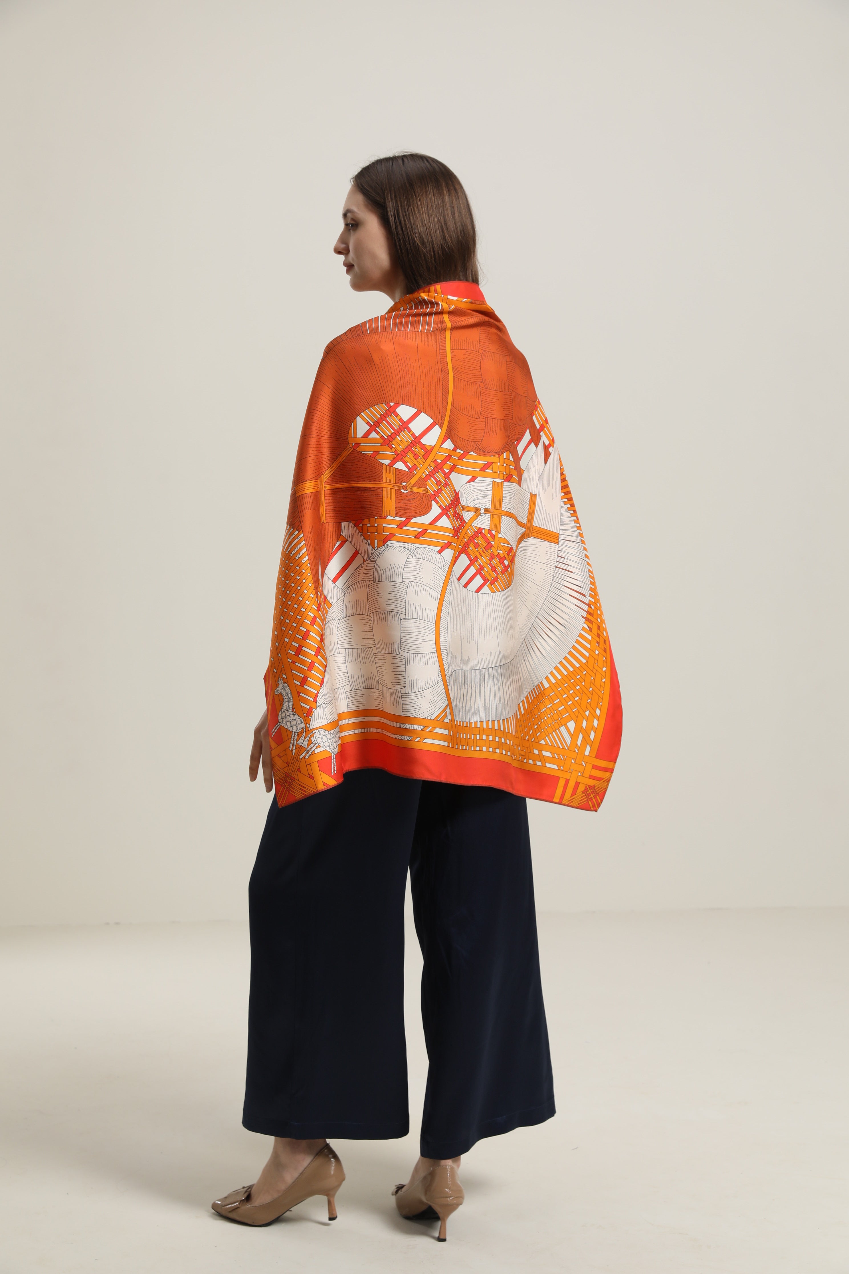 Foulard en Soie à Design Orange