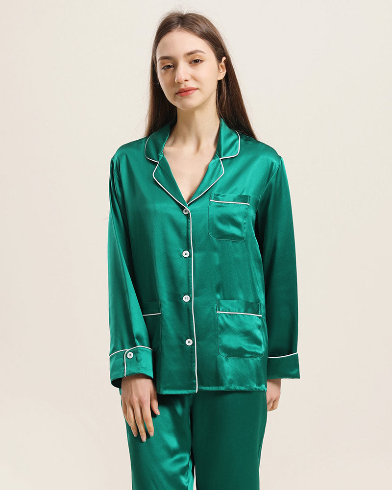 Pyjama Classique en Soie pour Femmes à la Maison