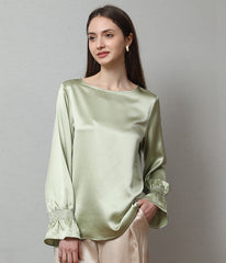 Blouse en Soie à Manches Longues et Volants