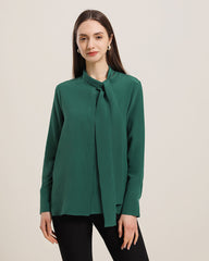 Chemise en Soie avec Nœud Papillon pour Femme