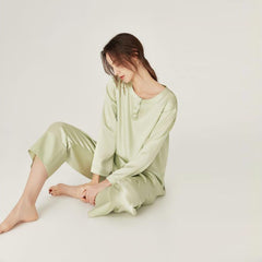 Ensemble de Pyjama en Soie à Col Rond