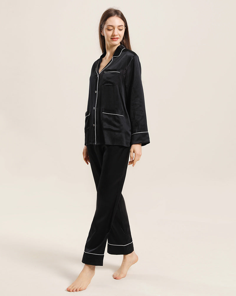 Pyjama Classique en Soie pour Femmes à la Maison