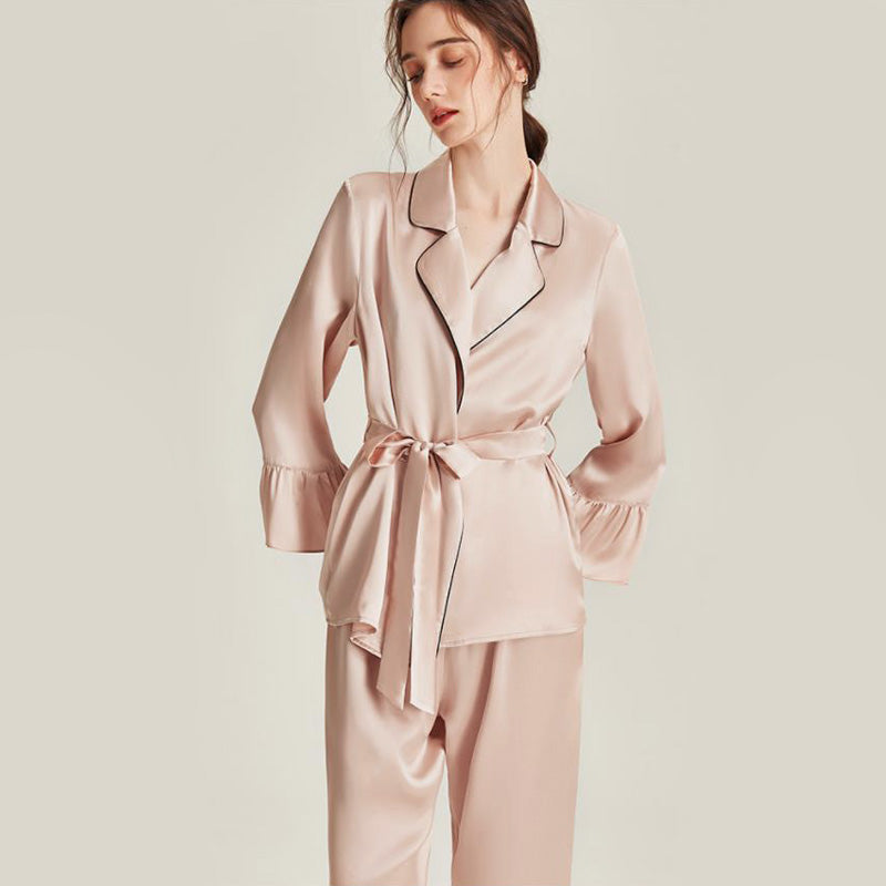 Ensemble de Pyjama en Soie avec Peignoir 3 Pièces