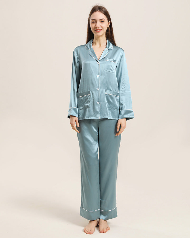 Pyjama Classique en Soie pour Femmes à la Maison