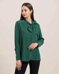Chemise en Soie avec Nœud Papillon pour Femme