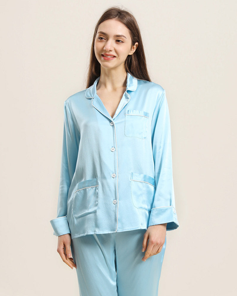 Pyjama Classique en Soie pour Femmes à la Maison