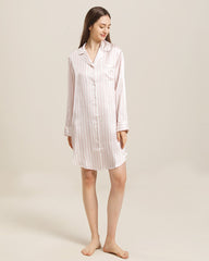 Chemise de Nuit en Soie à Rayures