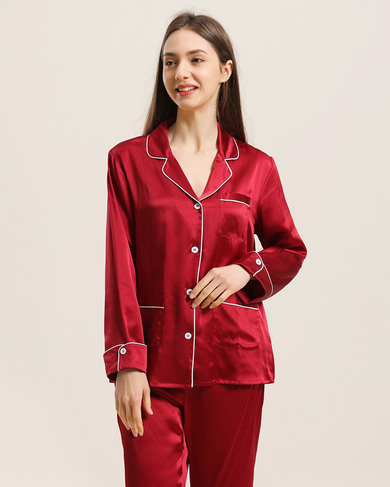 Pyjama Classique en Soie pour Femmes à la Maison