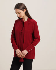 Chemise en Soie avec Nœud Papillon pour Femme