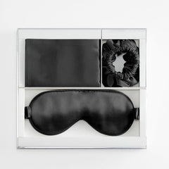 Ensemble de Voyage en Soie 3 Pièces avec Chouchous, Taie d'Oreiller et Masque de Sommeil