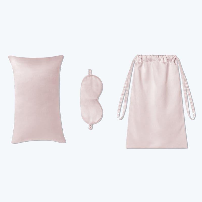 Set de Voyage en Soie avec Masque pour les Yeux et Sac de Rangement (3 Pièces)