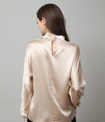 Blouse en Soie à Manches Longues et Décolleté en V