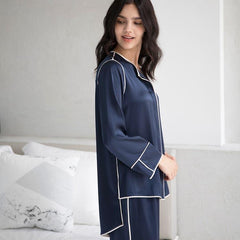 Ensemble de Pyjama en Soie Bleu Marine 22 Momme