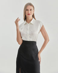 Robe en Soie avec Chemise Blanche et Jupe Noire