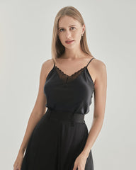 Camisole en Soie à Décolleté en V avec Dentelle