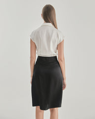 Robe en Soie avec Chemise Blanche et Jupe Noire