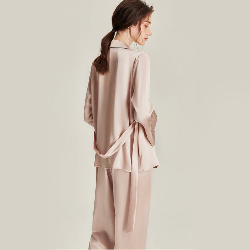 Ensemble de Pyjama en Soie avec Peignoir 3 Pièces