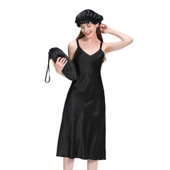 Chemise de Nuit Longue en Soie 22 Momme pour Femmes
