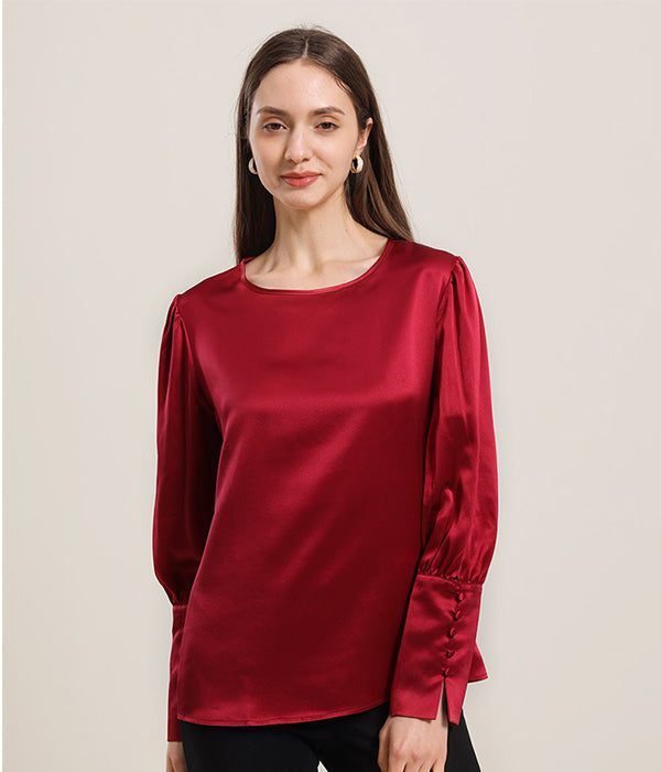 Blouse en Soie Col Rond 22 Momme