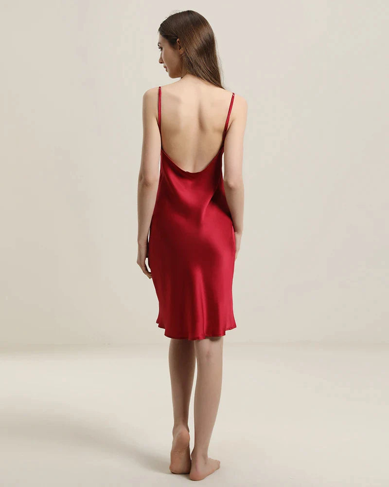 Robe Midi en Soie Dos Nu avec Décolleté Col Bénitier
