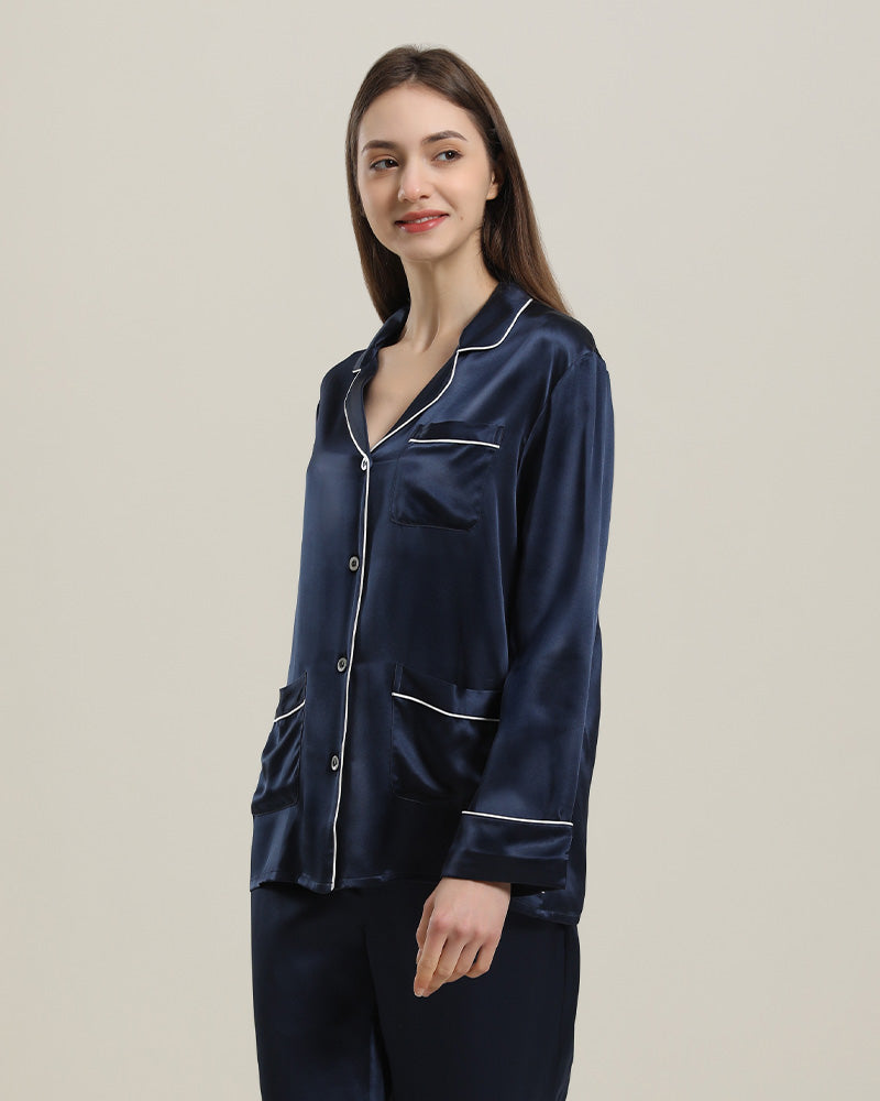 Pyjama Classique en Soie pour Femmes à la Maison