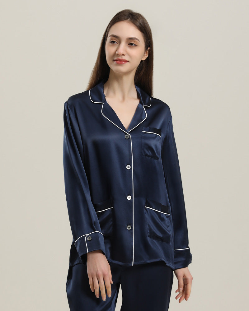 Pyjama Classique en Soie pour Femmes à la Maison