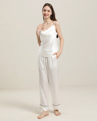 Ensemble Pyjama en Soie à Col Bénitier