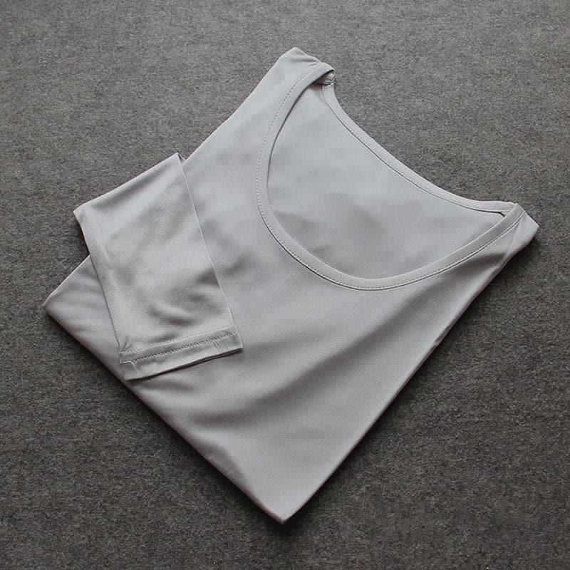 Ensemble de Sous-vêtements Thermiques Longs en Soie de Mûrier 100 % pour Femmes Grey