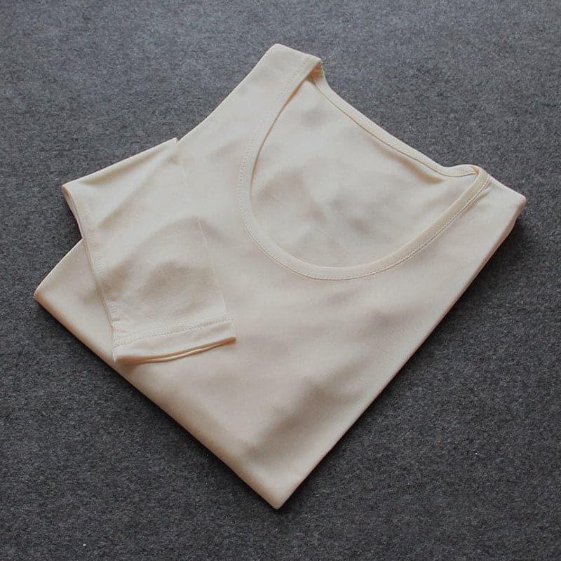 Ensemble de Sous-vêtements Thermiques Longs en Soie de Mûrier 100 % pour Femmes Beige