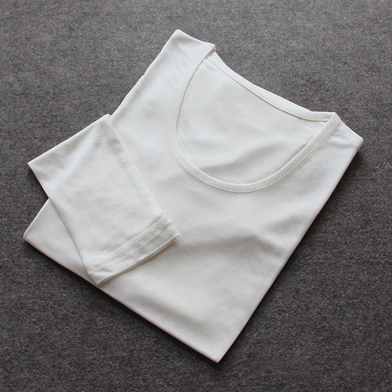 Ensemble de Sous-vêtements Thermiques Longs en Soie de Mûrier 100 % pour Femmes White