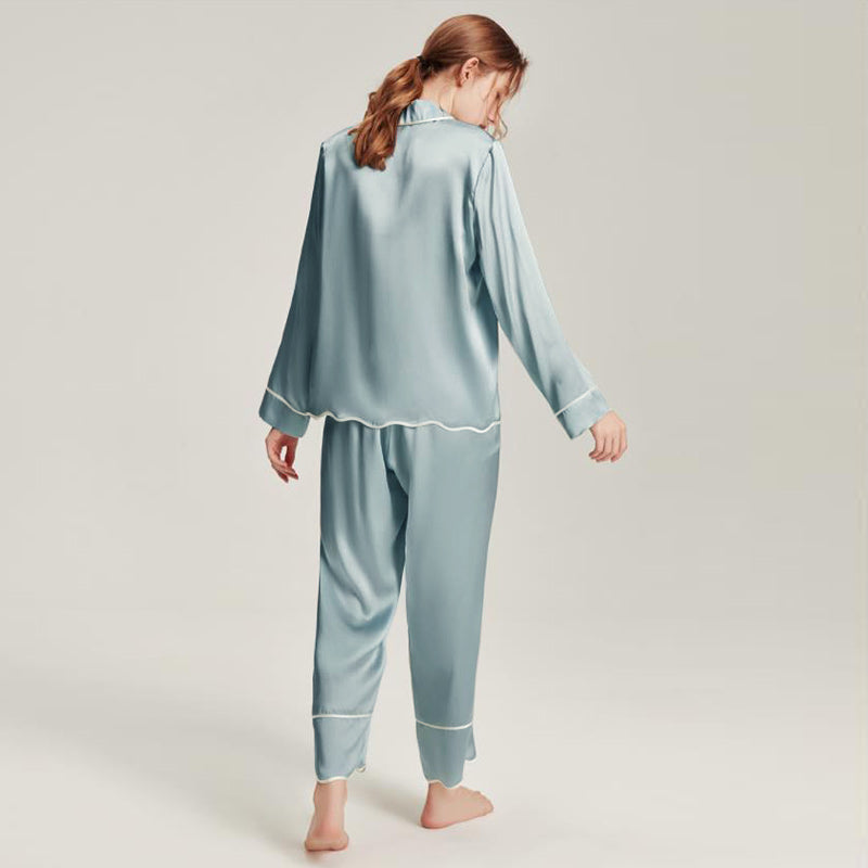 Ensemble de pyjama en soie lavable pour femmes Haze Blue