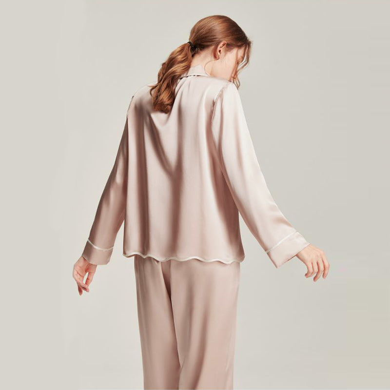 Ensemble de pyjama en soie lavable pour femmes Pink