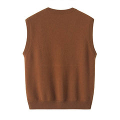 Gilet sans Manches en Cachemire 100 % Pure à Col V