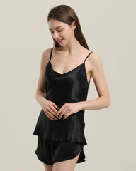 Ensemble de Pyjama en Soie Court avec Débardeur Simple