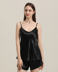 Ensemble de Pyjama en Soie Court avec Débardeur Simple